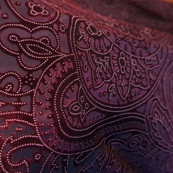 Burgundy wine velour Drop Waist long maxi dress with velvet burnout bodice sz 18 - Picture 3 of 9